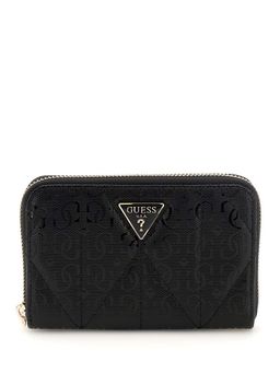 Guess - Black Textured Aldina Zip Around Wallet (M)