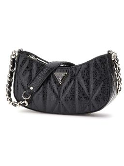 Guess - Black Solid Aldina Top Zip Shoulder Bag