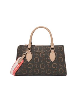 Guess - Natural Printed Nichole Satchel Bag with Detachable Strap