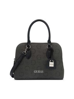 Guess - Charcoal Printed Delphine Satchel Bag with Detachable Strap