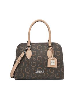 Guess - Natural Printed Delphine Satchel Bag with Detachable Strap
