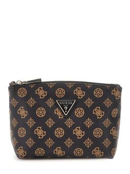 Guess - Brown Printed Wilder Top Zip Pouch (L)