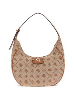 Guess - Latte Logo Printed Neda Hobo Shoulder Bag