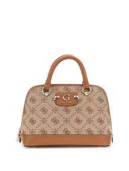 Guess - Latte Logo Printed Neda Dome Satchel Bag with Detachable Strap