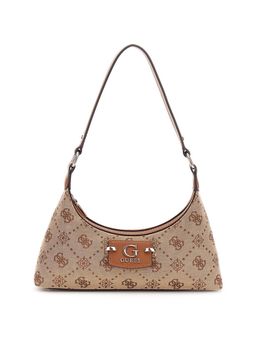 Guess - Latte Logo Printed Neda Top Zip Shoulder Bag