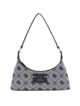 Guess - Navy Logo Printed Neda Top Zip Shoulder Bag