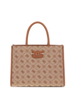 Guess - Latte Logo Printed Neda Shoulder Bag with Detachable Strap