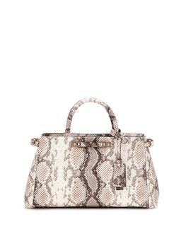 Guess - Natural Animal Printed Lefia Luxury Satchel Bag with Detachable Strap