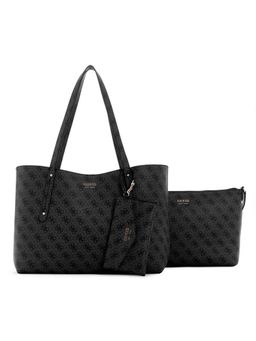 Guess - Charcoal Logo Printed Brenton Tote Bag and Pouches (Set of 3)