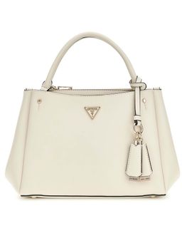 Guess - Off White Solid Talent Multi Comp Satchel Bag with Detachable Strap
