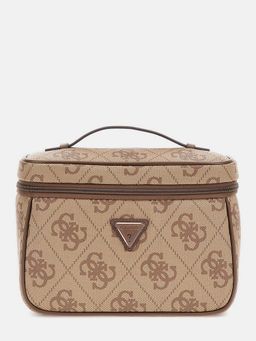 Guess - Brown Printed Berta Toiletry Train Case