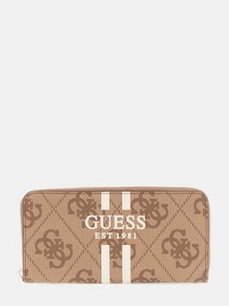 Guess - Latte Logo Printed Laurel Zip Around Wallet (L)