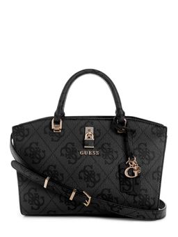 Guess - Charcoal Logo Printed Queensland Luxury Satchel Bag with Detachable Strap