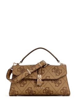 Guess - Latte Logo Printed Queensland Top Handle Crossbody Bag