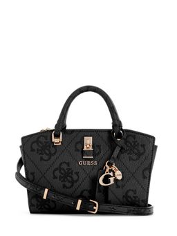 Guess - Charcoal Logo Printed Queensland Mini Satchel Bag with Detachable Strap
