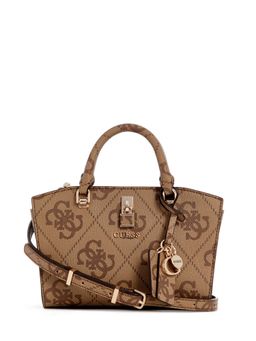 Guess - Latte Logo Printed Queensland Mini Satchel Bag with Detachable Strap