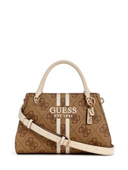 Guess - Latte Logo Printed Noelle Luxury Satchel Bag with Detachable Strap