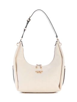 Guess - Off White Logo Textured Phoebe Hobo Shoulder Bag