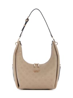 Guess - Simply Taupe Logo Textured Phoebe Hobo Shoulder Bag