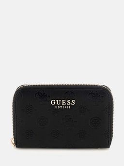Guess - Black Logo Textured Phoebe Zip Around Wallet (M)