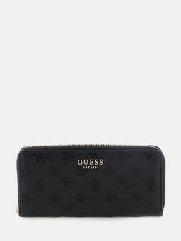 Guess - Black Logo Textured Phoebe Zip Around Wallet (L)