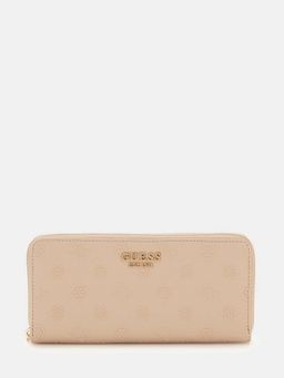 Guess - Simply Beige Logo Textured Phoebe Zip Around Wallet (L)