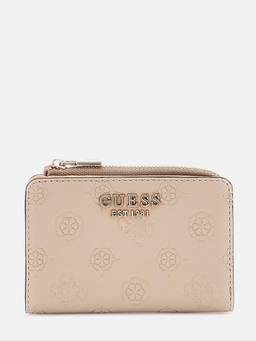 Guess - Simply Beige Logo Textured Phoebe Zip Around Card Case Wallet