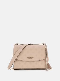Guess - Simply Beige Logo Textured Phoebe Convertible Crossbody Bag