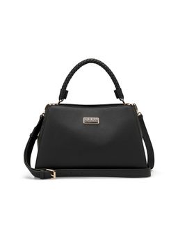 Guess - Black Solid Averi Satchel Bag with Detachable Strap