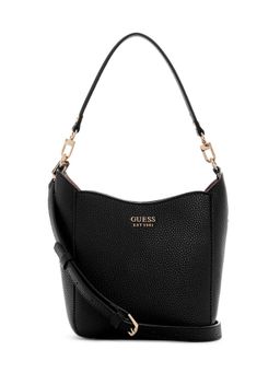Guess - Black Textured Brenton Girlfriend Bucket Bag with Detachable Strap