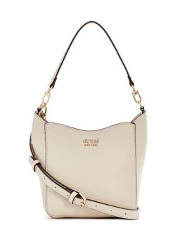 Guess - Beige Textured Brenton Girlfriend Bucket Bag with Detachable Strap