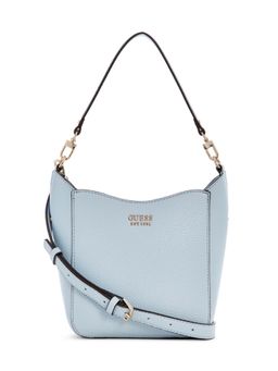 Guess - Powder Blue Textured Brenton Girlfriend Bucket Bag with Detachable Strap