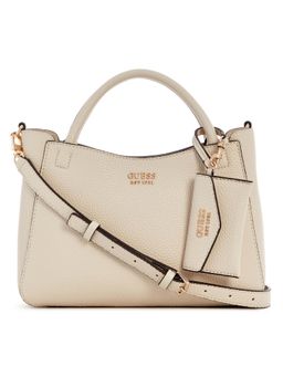Guess - Off White Textured Satchel Bag and Pouch with Detachable Strap (Set of 2) (S)