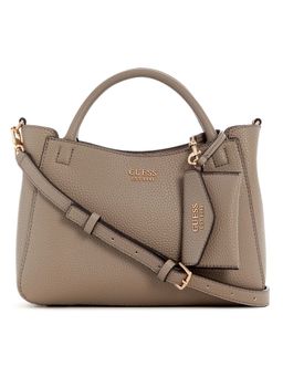 Guess - Dark Taupe Textured Satchel Bag and Pouch with Detachable Strap (Set of 2) (S)