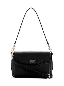 Guess - Black Solid Brenton Flap Shoulder Bag