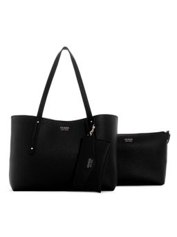 Guess - Black Textured Brenton Tote Bag and Pouches (Set of 3)
