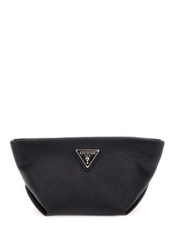 Guess - Black Textured Helina Top Zip Cosmetic Pouch