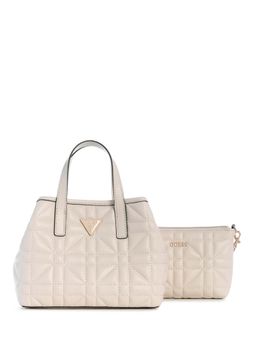 Guess - Off White Solid Edita Mini Handbag and Pouch with Detachable Strap (Set of 2)