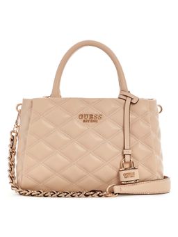 Guess - Light Beige Solid Tamsin Satchel Bag with Detachable Strap (S)