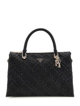 Guess - Black Solid Adelasia Multi Comp Handbag with Detachable Strap