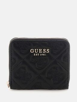 Guess - Black Embroidered Adelasia Zip Around Wallet (S)