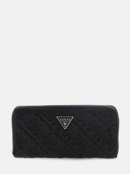 Guess - Black Embroidered Adelasia Zip Around Wallet (L)