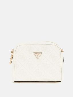Guess - Off White Solid Adelasia Camera Crossbody Bag