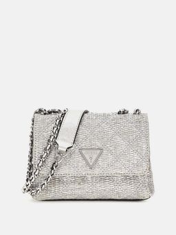 Guess - Silver Solid Giully Mini 2 Comp Shoulder Bag