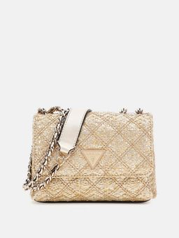 Guess - Gold Solid Giully Mini 2 Comp Shoulder Bag