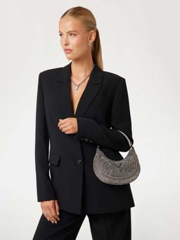 Guess - Pewter Embellished Zalina Hobo Bag with Detachable Chain (S)