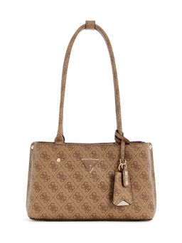 Guess - Latte Logo Printed Meridian Shoulder Bag