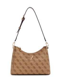 Guess - Latte Logo Printed Meridian Shoulder Bag
