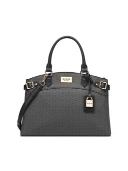 Guess - Charcoal Printed Hayworth Satchel Bag with Detachable Strap