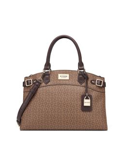 Guess - Cocoa Printed Hayworth Satchel Bag with Detachable Strap